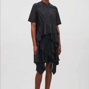 COS Black Ruffle Shirt Dress